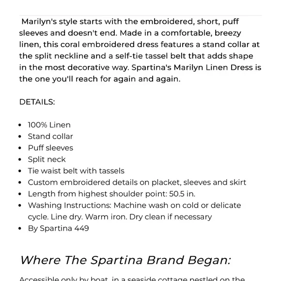 Spartina 449 | Cream Linen Dress with Blue Tassel Belt - Picture 7 of 7